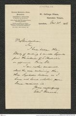 Nachlass Franz Steindachner, Brief von Gerrard Edward & Sons an Franz Steindachner (30.11.1904), Inv.Nr. 156.02, Seite 1